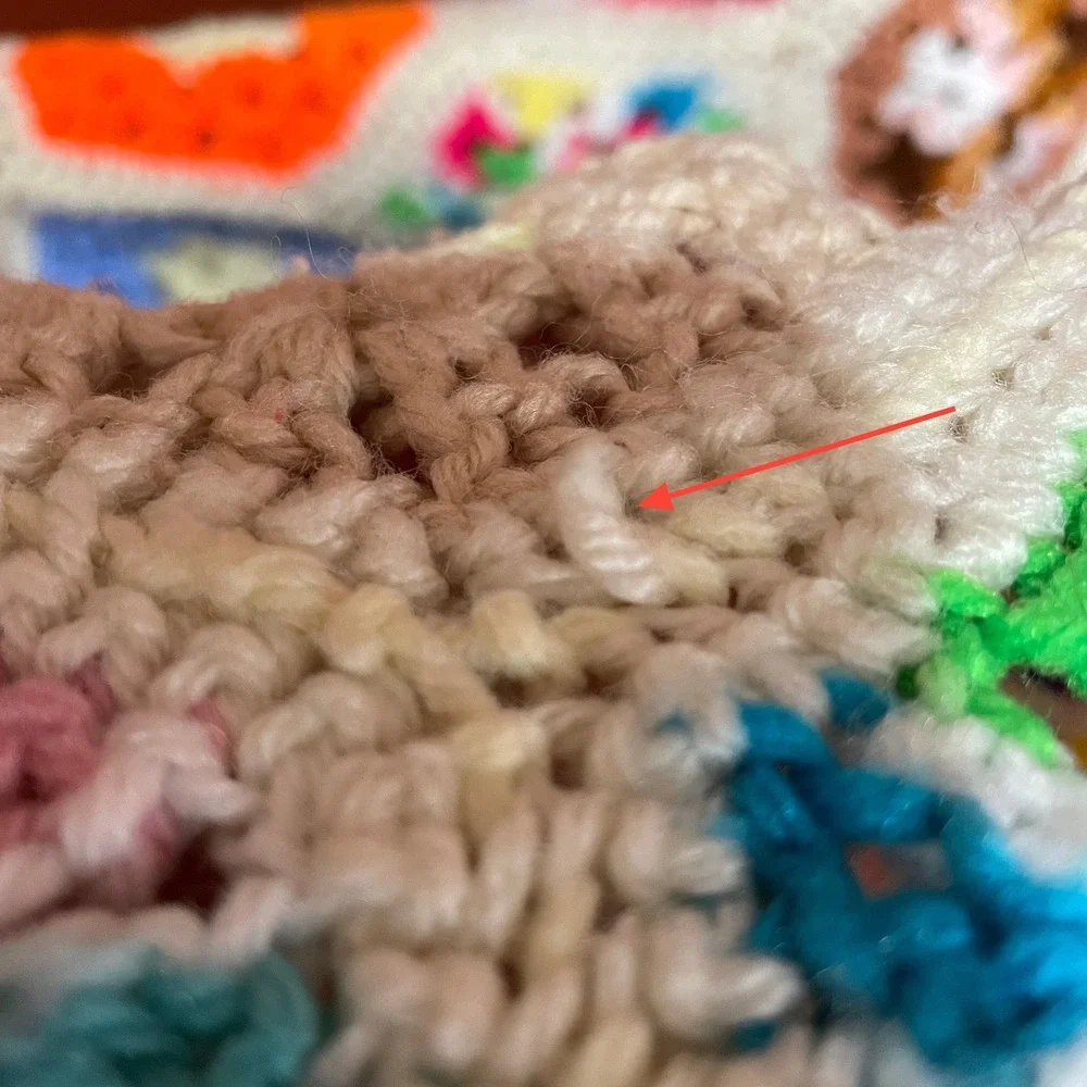 Boho Cottagecore Vintage Handmade Crochet Granny Square Blanket Hexagon 54x54